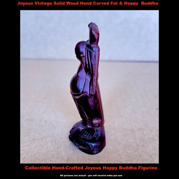 Joyous Vintage Solid Wood Hand Carved Fat & Happy Hotei Buddha - Picture 3 of 9